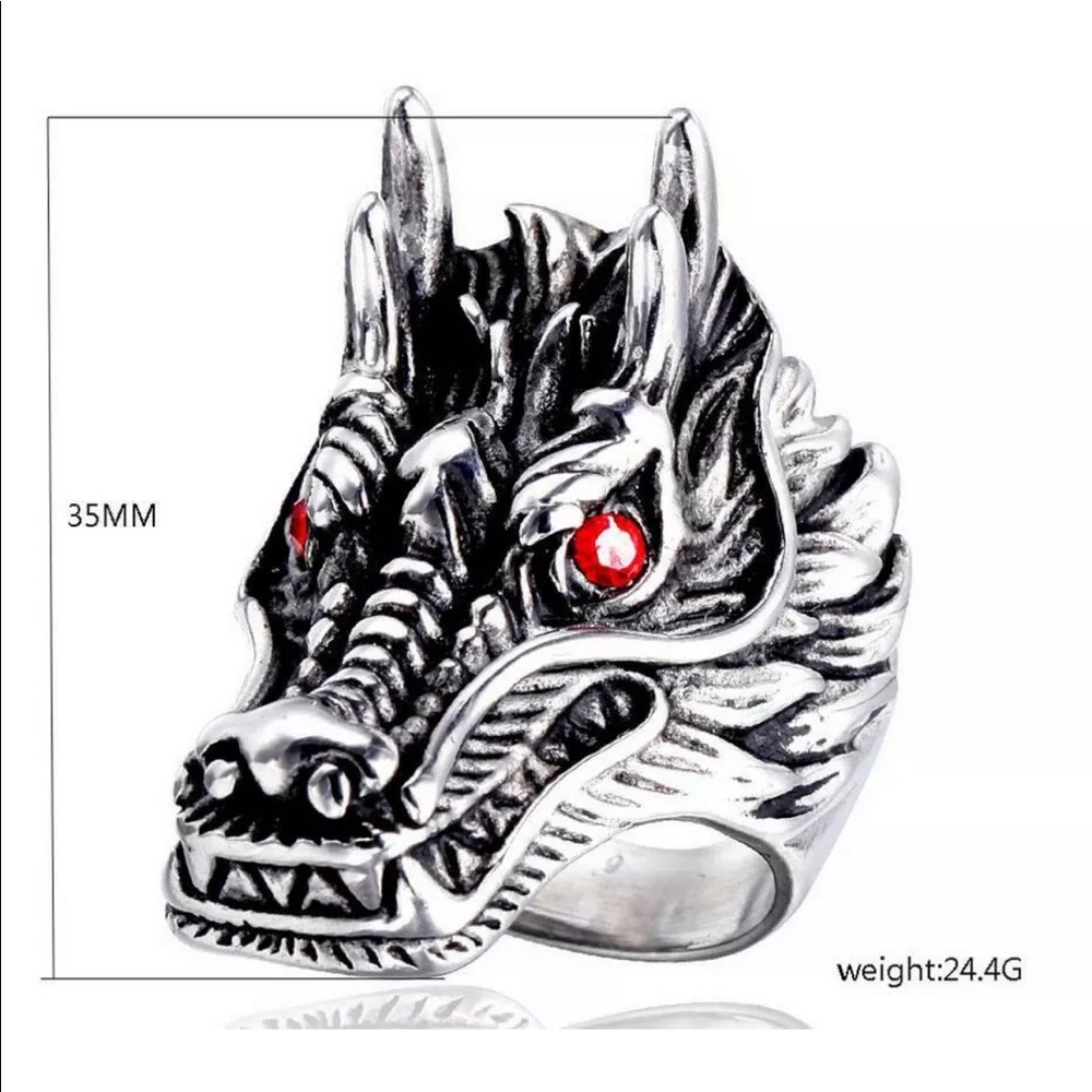 Size 11 Stainless Steel Dragon Biker Ring NEW - Picture 3 of 9